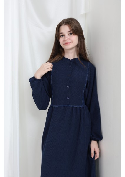 Melora Kız Çocuk Kadife Elbise Lacivert