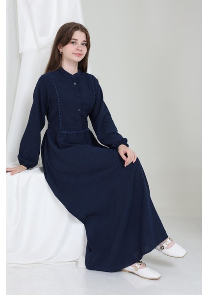 Melora Kız Çocuk Kadife Elbise Lacivert