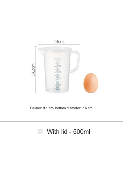 Shimoyama Plastik Mezun Ölçüm Kupası Mutfak Pişirme Sıvı Tedbir Torulma Kupası Konteyner Şeffaf Dökme Spout Karıştırma Kupası Alet Renk: 500ML Kapaklı (Yurt Dışından)
