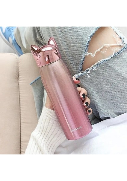 300ML Sevimli Tilki Su Şişesi Kupa Çelik Su Şişesi Küçük Kahve Termos Kupası Kapak Termal ve Sıcak Şişeler Çocuklar Için Flaskcapacity: 300ML/RENK: Yeşil (Yurt Dışından)