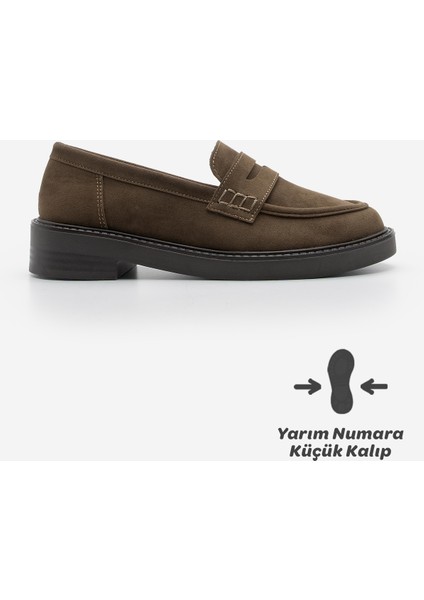 Kadın Loafer Günlük Klasik Ayakkabı Casual Makosen Fonle Kahve Süet modelleri