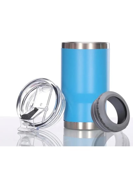 4'ü 1 Arada Seyahat Kupası ve 12 Oz Kutu ve Bira Şişesi Için Soğutucu Yalıtılmış. 2 Kapak Kapasiteli Evrensel Serin Yaz Buz Şişesi Fincanı: 14 Oz/renk: Mavi (Yurt Dışından)