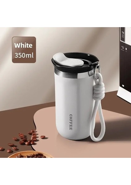 350/500ML Paslanmaz Çelik Yalıtımlı Dak Portatif Kahve Fincanları Termal Kupa Vakum Flask Ofis Travle Kampı Içki Kampası: 350ML-500ML/RENK: BEYAZ-350ML (Yurt Dışından)
