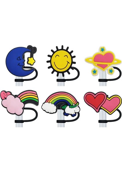 Sıcak 1-6pcs Gökkuşağı Ayı Saman Kapak Kapağı 10MM Içecek Saman Fişi Yeniden Kullanılabilir Sıçrama Geçirmez Içme Fincan Aksesuarları Ev Parti Hediyesi: 1PCS-10MM (Yurt Dışından)