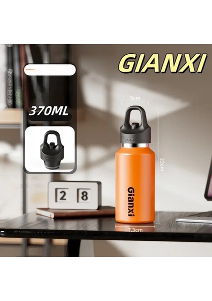 Tek Tıklama Termos Taşınabilir Paslanmaz Çelik Termal Kupa Tumbler Vakum Şişeler Soğuk ve Sıcak Spor Su Şişesi Araba Çay Kupası Kapasite: 370-700ML/RENK: Turuncu 370ML (Yurt Dışından)