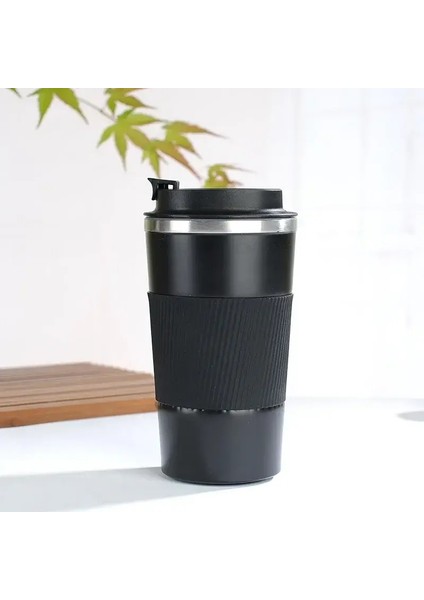 380ML 510ML Paslanmaz Çelik Kahve Fincanı Termos Kupa Garrafa Termik Caneca Termica Cafe Copo Slip Seyahat Araç Yalıtımlı Bottlecapity: 380ML/RENK: Siyah (Yurt Dışından)