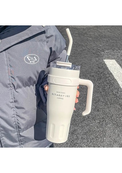 Büyük Kapasiteli Su Dağı, 38.55 Oz Araba Yalıtım Kabı, Basit Ofis Saman Fincanı, Paslanmaz Çelik Buz Tumblercolor: 1140ML (Yurt Dışından)