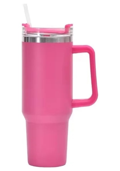 40OZ 304 Paslanmaz Çelik Yalıtımlı Su Şişesi, Termal Kahve Kupası, Soğuk Sıcak Kur Saplı Samanlı Vakum Şişesi, Spor Kapasitesi Için: 1200ML/RENK: Gül Pembesi (Yurt Dışından)