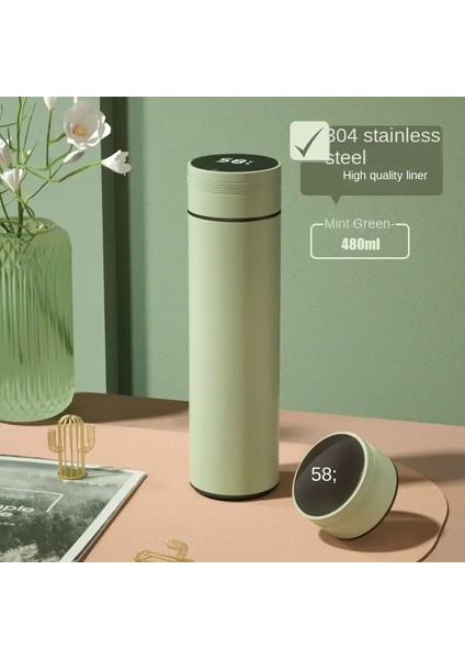 500ML Termos Şişesi Sıcaklık Ekranlı Dijital Dijital 304 Paslanmaz Çelik Termos Şişesi Uzun Kalıcı Isı Kapasitesi: 500ML/RENK: Yeşil (Yurt Dışından)
