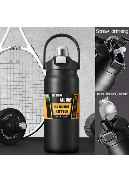 Termal Kupa 26OZ/33OZ/40 Oz/50 Oz Dış Mekan Termos Paslanmaz Çelik Vakum Şişeler Soğuk ve Sıcak Spor Kapasitesi Sıcak Suyu Şişe: 1200ML 40OZ/RENK: Siyah (Yurt Dışından)