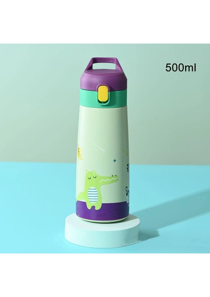 500ML Çocuk Termos Şişe Paslanmaz Çelik Saman Termos Kupa Sızdıran Vakum Şişesi Çocuklar Termal Su Şişesi Okul Başarısı: 500ML/RENK: Mor (Yurt Dışından)