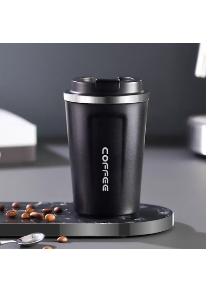 Gianxi Paslanmaz Çelik Kahve Kahve Termos Kupa Sızdıran Termos Seyahat Termal Vakum Şişesi Yalıtımlı Kupa Su Şişesi Kapasite: 510ML/RENK: Siyah (Yurt Dışından)
