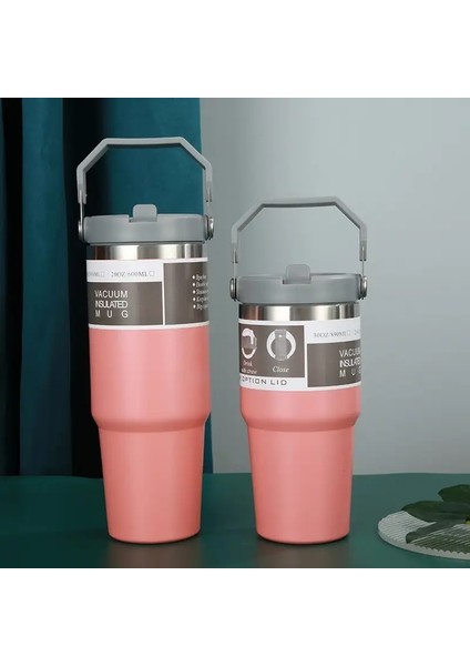 600/890ML Paslanmaz Çelik Termal Su Şişesi Soğuk ve Isı Termal Kupa Taşınabilir Taşınabilir Tumbler Vakum Şişesi Araç Yalıtımlı Cupcapacity: 600ML/RENK: Pembe (Yurt Dışından)