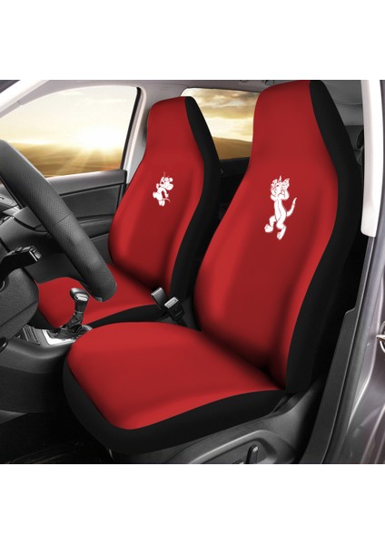 Tom ve Jerry Baskılı Şirin Koltuk Kılıfı Pro - Universal Araca Özel Oto Koltuk Kılıfı Pro