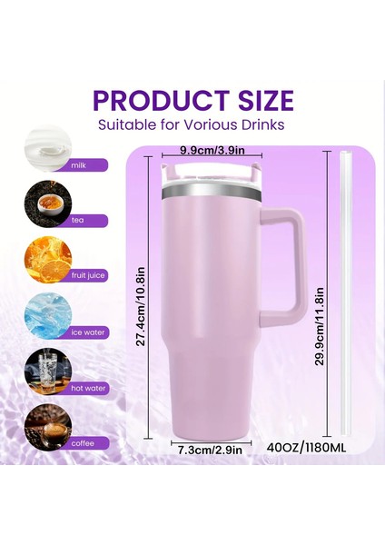 1 Adet Termos Kahve Kupası 1180 Ml/40 Oz, Oturma ve Ofis Kullanım Kapasitesi Için Mükemmel: 1000ML/RENK: Mor (Yurt Dışından)