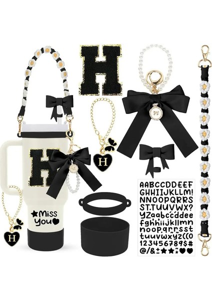 Saman Topper, Silikon Prorektif Önyükleme, Fincan Cazibesi, Çıkartmalar ve 40 Oz Dak Fincanı Için Saplı Kayış Dahil 8pcs Fincan Aksesuarları: H (Yurt Dışından)