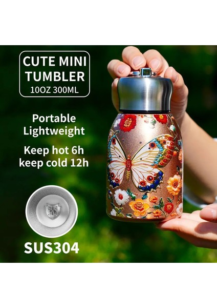 Şık 300MLSTAINLESS Çelik Yalıtımlı Su Şişesi Mini Vakum Kabına Sahip - Sıcak Soğuk Beveragescapacity Için Mükemmel: 201-300ML/RENK: 1pc Altın (Yurt Dışından)