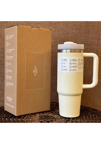 40OZ Vakum Yalıtımlı Araç Kupası Çift Duvar Termal Buzlu Seyahat Kupası ve Tumbler Saman Kapağı Paslanmaz Çelik Kapasite: 40 Oz/renk: 2 (Yurt Dışından)