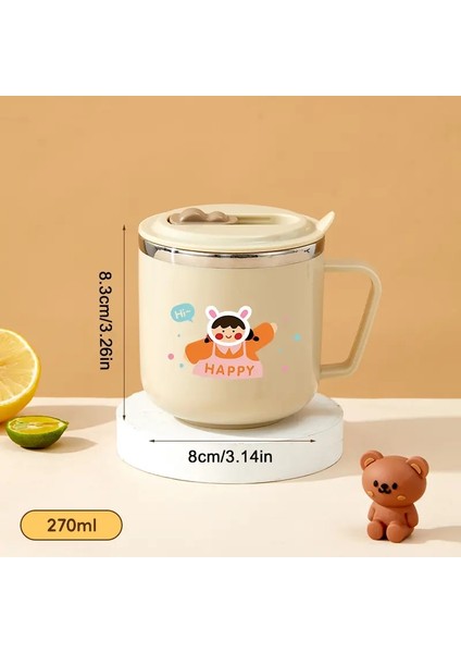 Worthbuy Mini Sevimli Çocuklar Çift Duvarlı Yalıtımlı Su Kupası Samanlı 316 Paslanmaz Çelik Içme Kupası Mühür Kahve Kupa Kapasite: 201-300ML/RENK: G Stil (Yurt Dışından)