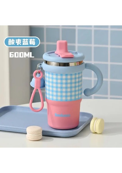 2025 Yeni Kız Ofisi 316 Paslanmaz Çelik Termos Kupası Ev Saplama Öğrenci Saman Kupası Çift Içecek Bingba Kupası Kahve Mugcapacity: 600ML/RENK: Ekşi Yaban Mersini (Yurt Dışından)