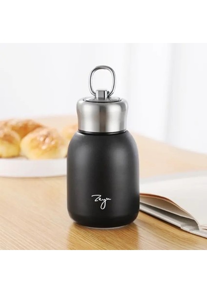 1pc 300ML Moda Mini Kahve Vakum Şişeler Güzel Paslanmaz Çelik Termos Taşınabilir Seyahat Su Şişesi Kapak Cupscapacity: 201-300ML/RENK: Yeşil (Yurt Dışından)