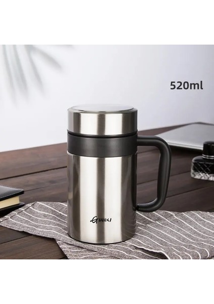 Vakum Şişesi Büyük Kapasiteli Paslanmaz Çelik Isı Koruma Kupası Ev Yüksek Dereceli Basit Yalıtım Kupası Kapasite: 420-520ML/RENK: Gümüş 520ML (Yurt Dışından)