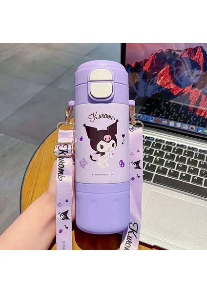 480ML Sanrio Termos Kupası Hello Kitty Kuromi Cinnamoroll Su Kupası Melodi Öğrenci Paslanmaz Çelik Tinsüllü Su Şişesi Hediye Kapasitesi: 480ML/RENK: Kuromi (Yurt Dışından)