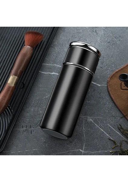 300ML/420ML Çift Paslanmaz Çelik 304 Çay Vakum Şişesi Filtre Sızıntılı Iş Stili Termos Kupa Termal Şişe Tumbler Kapasite: 420ML/RENK: Siyah (Yurt Dışından)