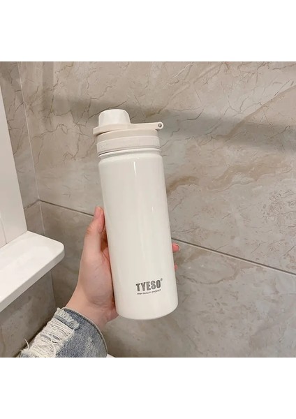 Tyeso Paslanmaz Çelik Termos Su Şişesi Taşınabilir Spor Vakum Şişesi Soğuk ve Isı Termal Kupa Yalıtımlı Otoban Kupa Kapasitesi: 600ML/RENK: Beyaz (Yurt Dışından)
