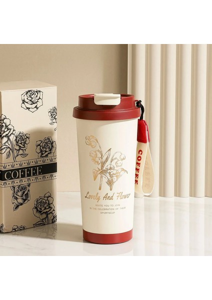 316 Paslanmaz Çelik Çift - Içki Yalıtımlı Kahve Kupası | Şık Yüksek - Estetik Tasarım | Araba - Dost Saman Tumbler Kapasitesi: 500ML/RENK: Kırmızı (Yurt Dışından)