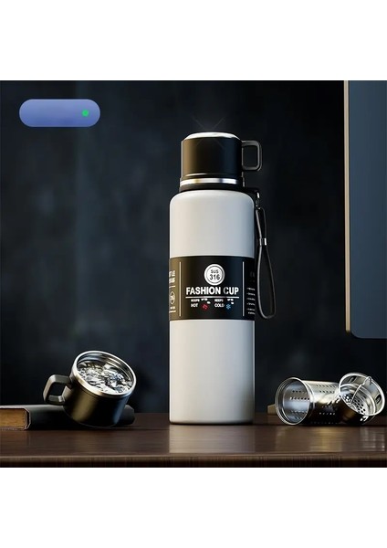 Gianxi Termos Taşınabilir Paslanmaz Çelik Termal Kupa Tumbler Vakum Şenlikleri Soğuk ve Sıcak ve Buz Termal Su Şişesi Araç Çay Kupası Kapasite: 600-1500ML/RENK: Beyaz 800ML (Yurt Dışından)