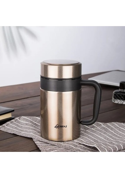 Vakum Şişesi Büyük Kapasiteli Paslanmaz Çelik Isı Koruma Kupası Ev Yüksek Dereceli Basit Yalıtım Kupası Kapasite: 420-520ML/RENK: Altın 520ML (Yurt Dışından)