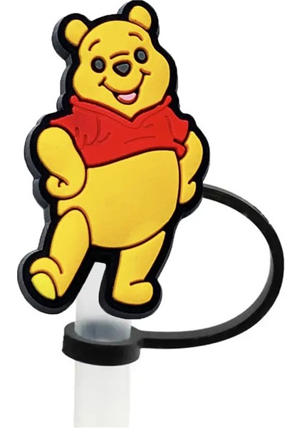 Sıcak Oyuncaklar Disney Pooh Bear Saman Kapak Kapağı Karikatür 10MM Içecek Saman Tapası Yeniden Kullanılabilir Sıçrama Kanıt Içme Kupası Saman Kapak Aksesuarları Renk: 2 (Yurt Dışından)