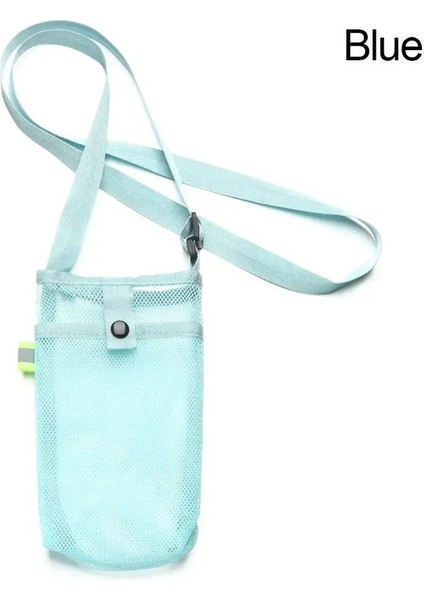 Spor Su Şişesi Kapağı Cep Telefon Torbası Kamp Aksesuarları Mesh Cup Sleeve Tecesi Taşınabilir Görünür Çanta Kayış Rengi: Mavi (Yurt Dışından)