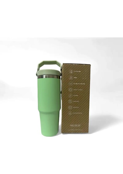 Saman Kapaklı Leopar Dak 30OZ Dak Paslanmaz Çelik Kahve Termos Fincan Araba Kurı Vakum Cupcapacity: 887ML/RENK: 887MLGREY (Yurt Dışından)