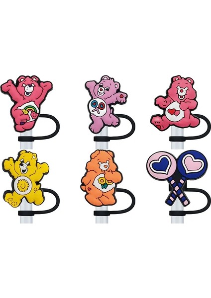 Sıcak 1-6pcs Gökkuşağı Ayı Saman Kapak Kapağı 10MM Içecek Saman Fişi Yeniden Kullanılabilir Sıçrama Geçirmez Içme Fincan Aksesuarları Ev Parti Hediyeleri Renk: 6PCS-10MM (Yurt Dışından)