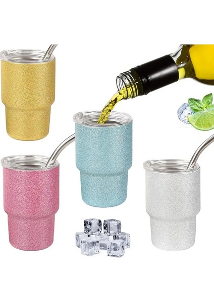 4pcs Mini 3oz Fincan Bler Saman ve Kapaklı, Paslanmaz Çelik Dak Atış Cam Atış Cam Seti Ofis Açık Hava Usecaity: 3oz/renk: 4pcs (Yurt Dışından)