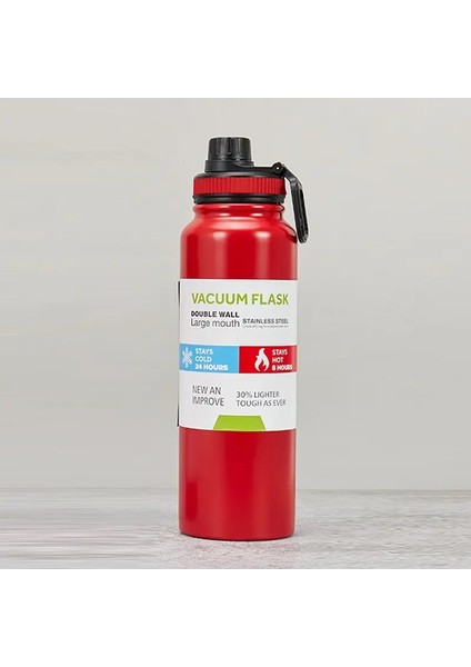 600/800/1000ML Dış Mekan Termos Su Şişesi Paslanmaz Çelik Yalıtılmış Kupa Soğuk ve Isı Termal Kupa Seyahat Vakum Şenlikleri Kapasite: 800ML/RENK: Kırmızı (Yurt Dışından)