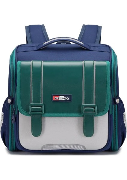 Kare Renk Bloklu Sırt Çantası Su Geçirmez Ingiliz Tarzı Öğrenci Yüksek Kapasiteli Kapak Kapağı Dış Çanta Elastik Halat Su Kupası Çanta Renk: Koyu Yeşil (Yurt Dışından)