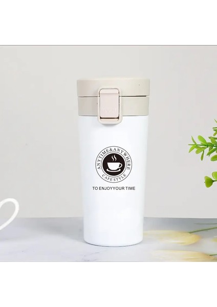 380/510ML Kahve Kupası Paslanmaz Çelik Termo Şişe Araç Termal Kupa Açık Hava Spor Vakum Şişesi Soğuk ve Isı Termal Kupa Kapasitesi: 510ML/RENK: Beyaz (Yurt Dışından)