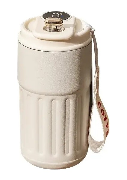 450ML Paslanmaz Çelik Termos Şişesi Akıllı Ekran Sıcaklık Kahve Kupası Taşınabilir Vakum Kupa Soğuk ve Isı Vakum Flaskcapacity: 450ML/RENK: Beyaz Termos Kupası (Yurt Dışından)