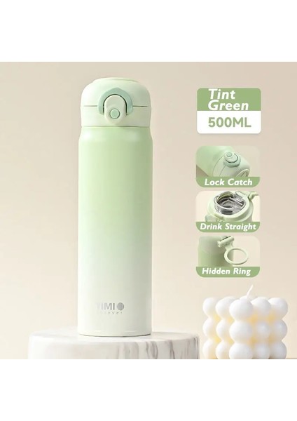 500ML Büyük Kapasiteli Kalınlaştırılmış 316 Paslanmaz Çelik Kademeli Değişiklik Renk Kupası Vakum Termal Yalıtım Taşınabilir Tumbler Termoscapity: 500ML/RENK: Tonu Yeşil (Yurt Dışından)