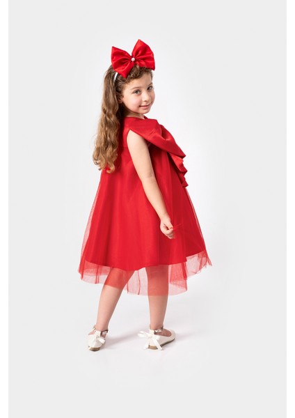 Kız Çocuk Abiye Elbise Büyük Fiyonk Detaylı Özel Gün Parti Elbisesi fırsatları