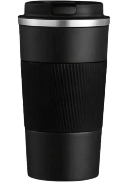 380/510ML Thermo Cafe Çay Su Kahvesi Için Termo Kupa Çift Paslanmaz Çelik Kahve Kupa Araç Termos Kupa Sızdırması Seyahat Kapasitesi: 380ML/RENK: Siyah 1 Adet (Yurt Dışından)