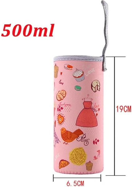 Spor Su Şişesi Kapağı Kılıfı Yalıtımlı Torba Termos Kupası Torbası Taşınabilir Vakum Cam Kupa Seti Spor Kampı Accessorie 350ML - 500ML Renk: 500ML Fbl (Yurt Dışından)