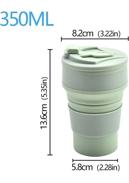 350ML/500ML Yaratıcı Taşınabilir Silikon Katlanır Su Kahve Kahve Seyahat Açık Havada Su Işi Kapak Su Kupası Mini Cupcolor: 350ML Yeşil (Yurt Dışından)