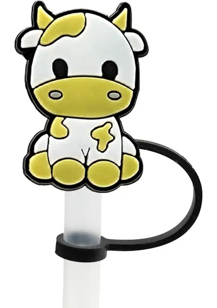 1/7pcs Pembe Inek Saman Kapağı Kapak Kur Için, 8mm Silikon Toz Geçirmez Saman Topper, Yeniden Kullanılabilir Içme Saman Kapağı Cazibesi Renk: HYB17108-03 (Yurt Dışından)