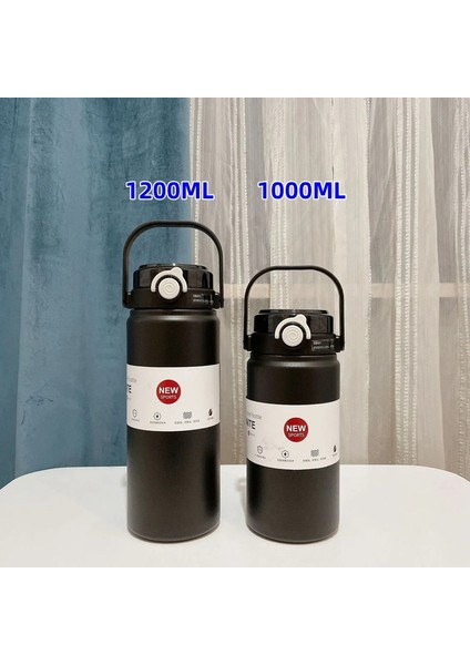 1l/1.2l Termo Şişe Paslanmaz Çelik Büyük Kapasiteli Vakum Şişesi Saman Samağıcı Soğuk Sıcak Içecekler Termos Kupası Spor Salonu Içki: 1200ML/RENK: Yeşil (Yurt Dışından)