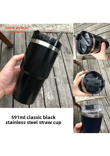 2025 Logo, Spor, Açık Hava, Seyahat, Mutfak , Vakum Kupası, Yeni Büyük Kapasiteli Kahve Sepeti Cup 20OZ/RENK: Siyah (Yurt Dışından)