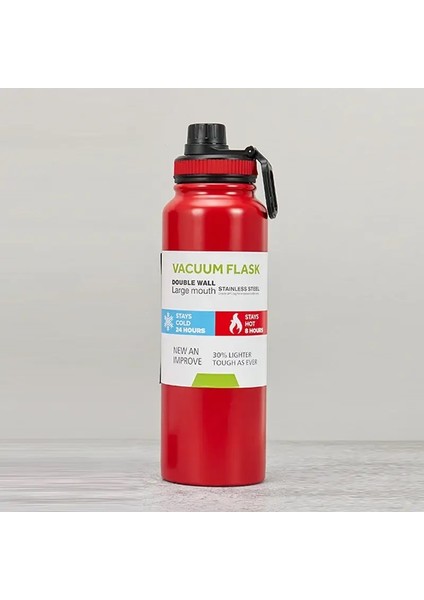800/1000ML Paslanmaz Çelik Termos Şişe Araç Yalıtılmış Kupa Açık Hava Spor Soğuk ve Isı Termal Kupa Seyahat Vakum Şişesi Kapasite: 800ML/RENK: Kırmızı (Yurt Dışından)